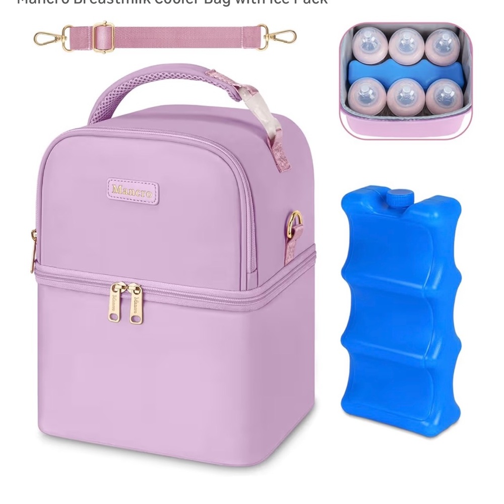 Pink Breastmilk Cooler Bag with Ice Pack